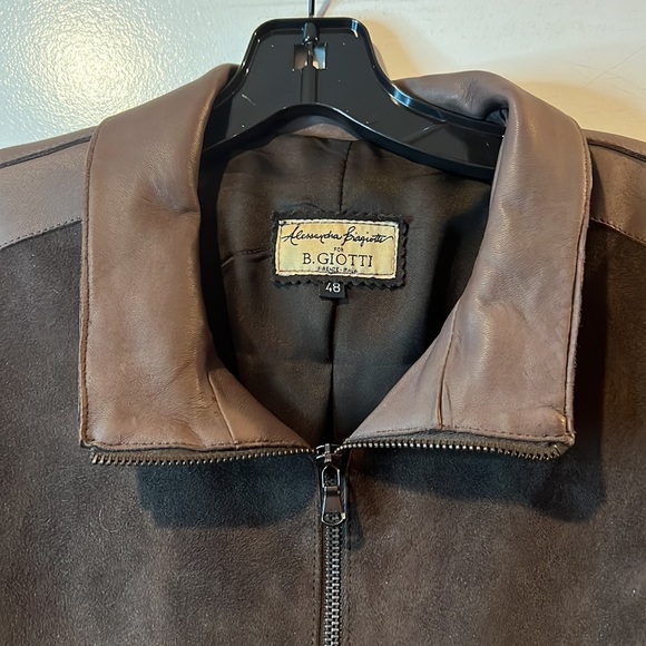 Mens B.Giotti  Chocolate Suede with leather trim Zip Front Jacket - Picture 2 of 9